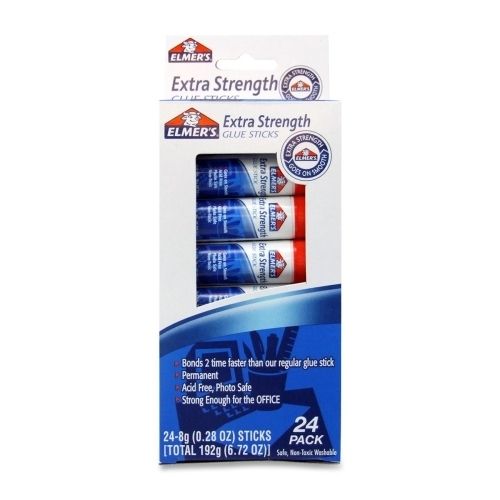 Elmer's Extra Strength Glue Sticks - Washable, Permanent, 24 Pack