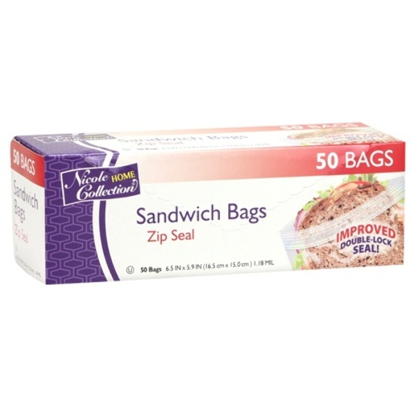 Sandwich - Zip Seal Bags - 50-Packs - Nicole Home Collection