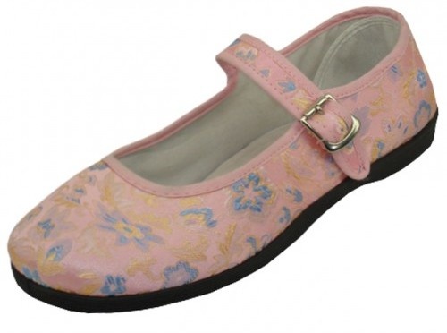 Women's Pink Brocade Mary Janes Shoes (24 Pairs)