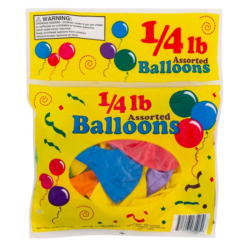 Balloons - Assorted Sizes Colors, 1/4 Lb