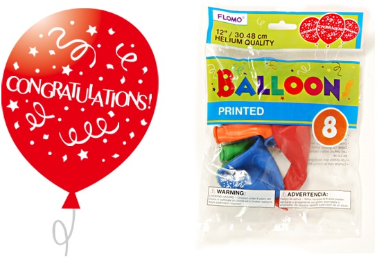12" Printed Congratulations Balloons