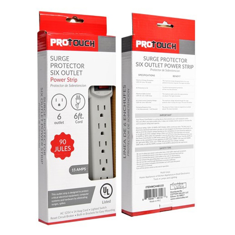 6 Outlet Power Strips - 6 Foot Cord