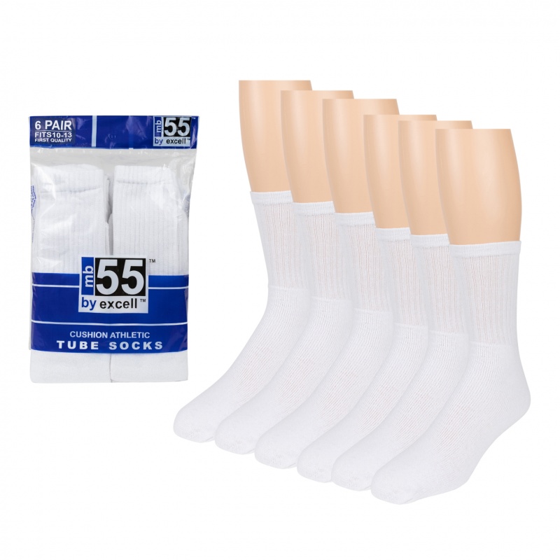 Cushion Athletic Tube Socks - White, Size 10-13