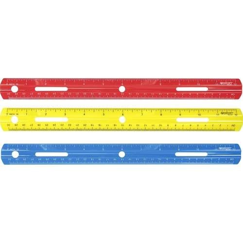 Plastic Rulers - 12" Long, Assorted Colors