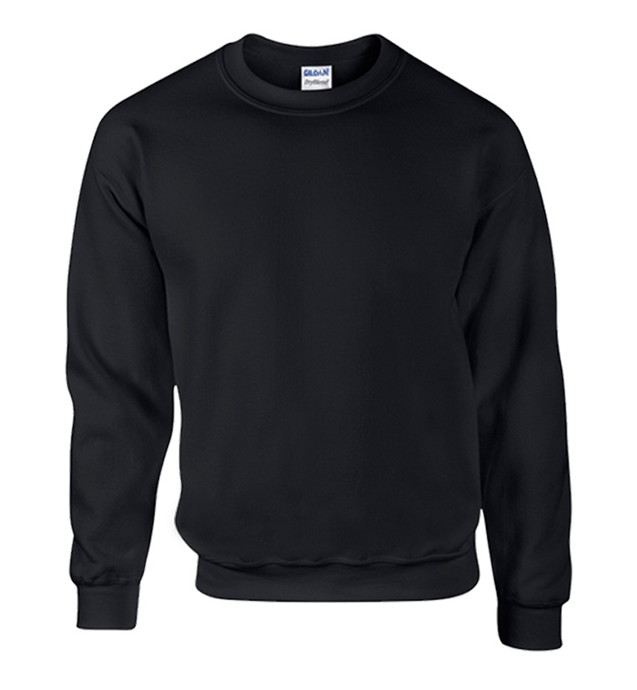 Irregular Gildan Crew Neck Sweatshirt - Black, Large