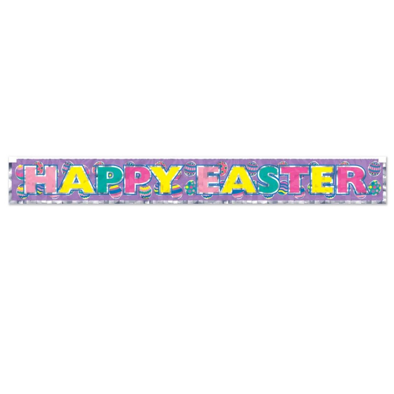 Happy Easter Fringe Banner - Metallic , 1-Ply, 8" X 5'