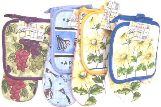 Pot Holder Oven Mitt Sets - 4 Colors
