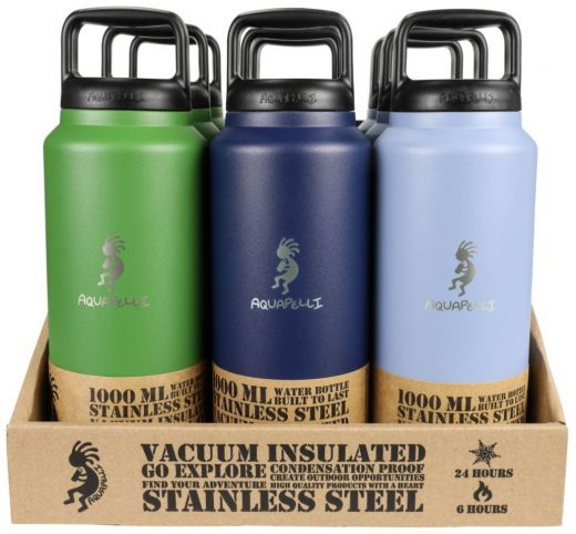 Stainless Steel Water Bottles - 34 Oz, Assorted Colors