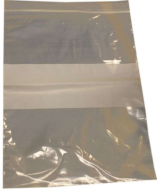 Clear Resealable Bag with White Block - 9x12, 2 mil