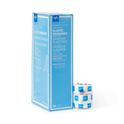 Sure Wrap Elastic Bandages 2" X 5 Yds, 10 Pack - High Compression Bandages
