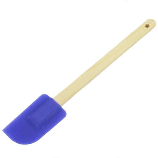 Wooden Handle Spatulas - Silicone, Blue Red