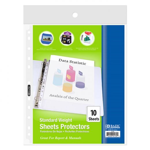 Top Loading Sheet Protectors - 10 Pack, Standard Weight