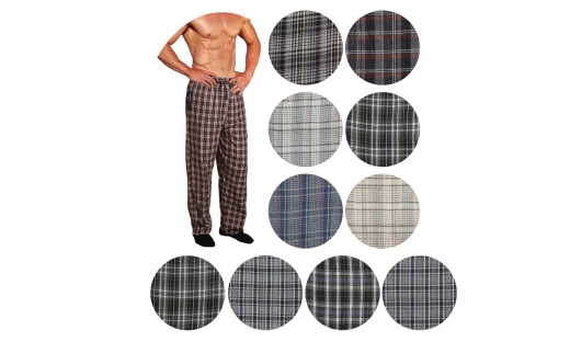 Men's Cotton Pajama Bottoms - Assorted Plaid Designs
