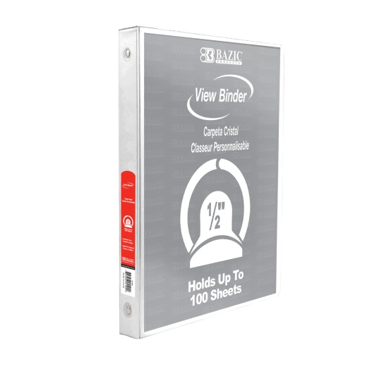 0.5" 3-Ring View Binder - White, 2 Pockets