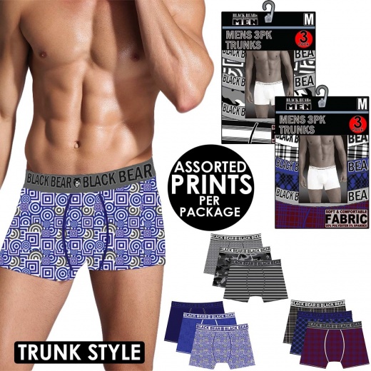 Men's Trunks - XL, Assorted Designs, 3 Pack