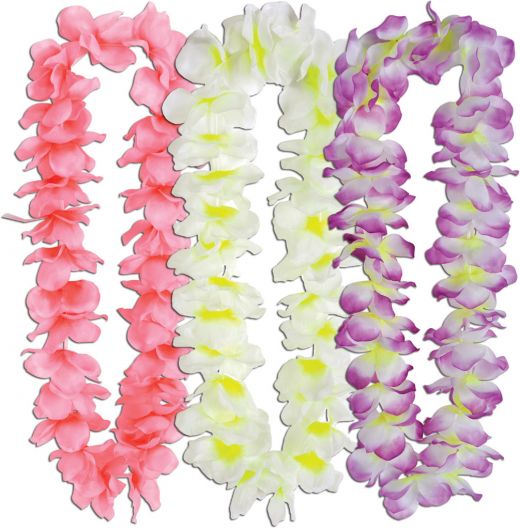 Flower Petal Leis Assorted Colors 36" - Wholesale Party Leis Online