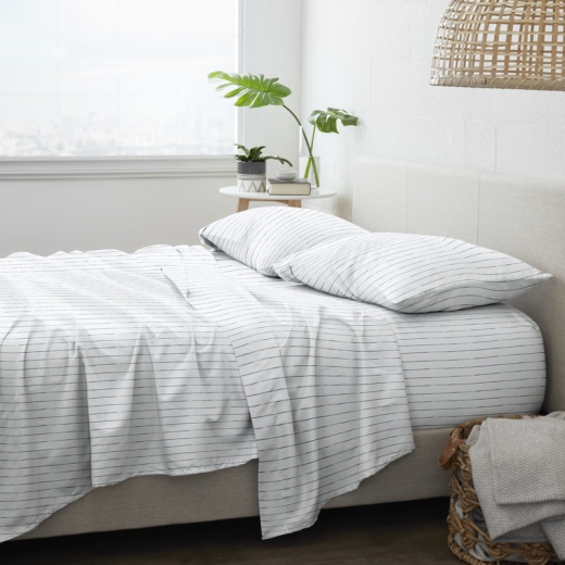 Premium Bed Sheets - Navy Distressed, Cali King, 4 Set