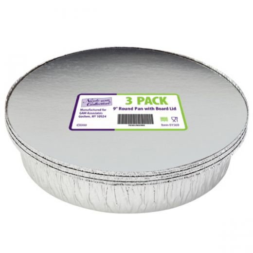 Aluminum Round Pans - 9" With Lids, 3 Pack