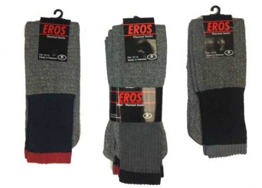 Men's Thermal Socks - Size 10-13, Grey, Two Tone