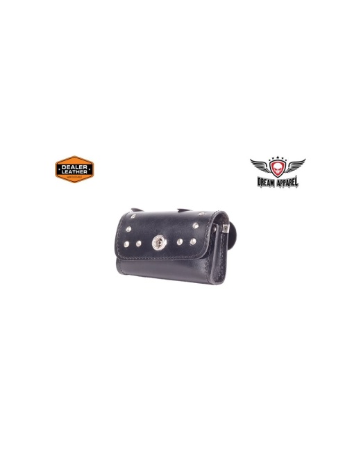 Motorcycle Windshield Bag with Stud & Turn Knob to Close Flap