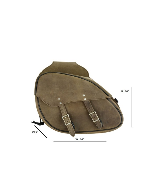 Dream Apparel Genuine Premium Naked Brown Leather Concealed Carry Motorcycle Saddlebag
