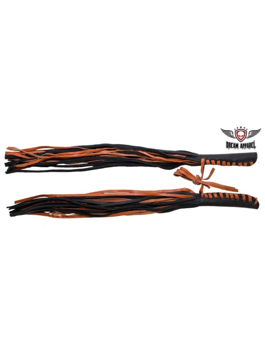 Orange/Black Leather Fringed Brake & Clutch Cover