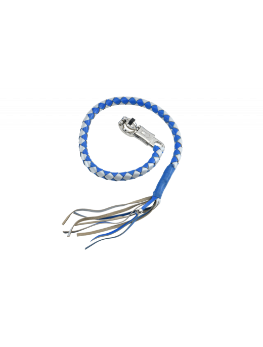 Blue And Silver Hand-Braided Leather Get Back Whip 36"