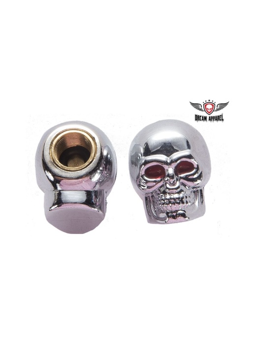 Two Chrome Skull Tire Valve Stem Caps