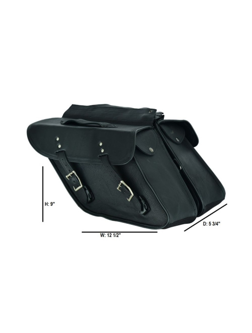 Motorcycle Leather No-Stud Dyna Saddlebag