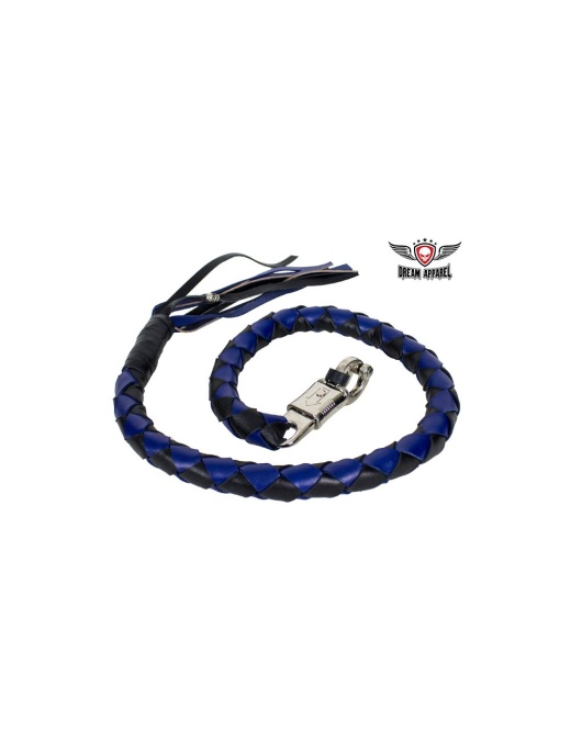 42" X 3" Hand-Braided Get Back Whip - Black/Blue