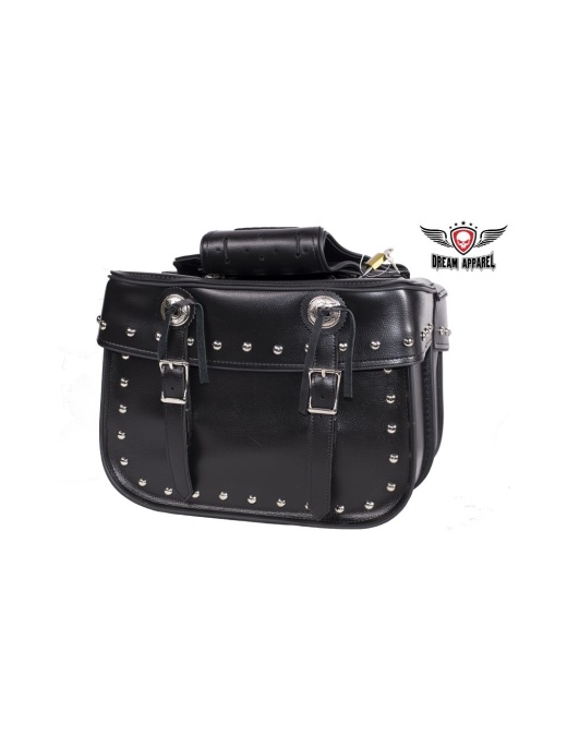 PVC Motorcycle Saddlebag with Universal Fitting & Studs