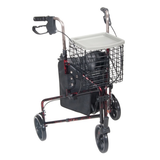 Deluxe 3 Wheel Aluminum Rollator with 7.5" Casters