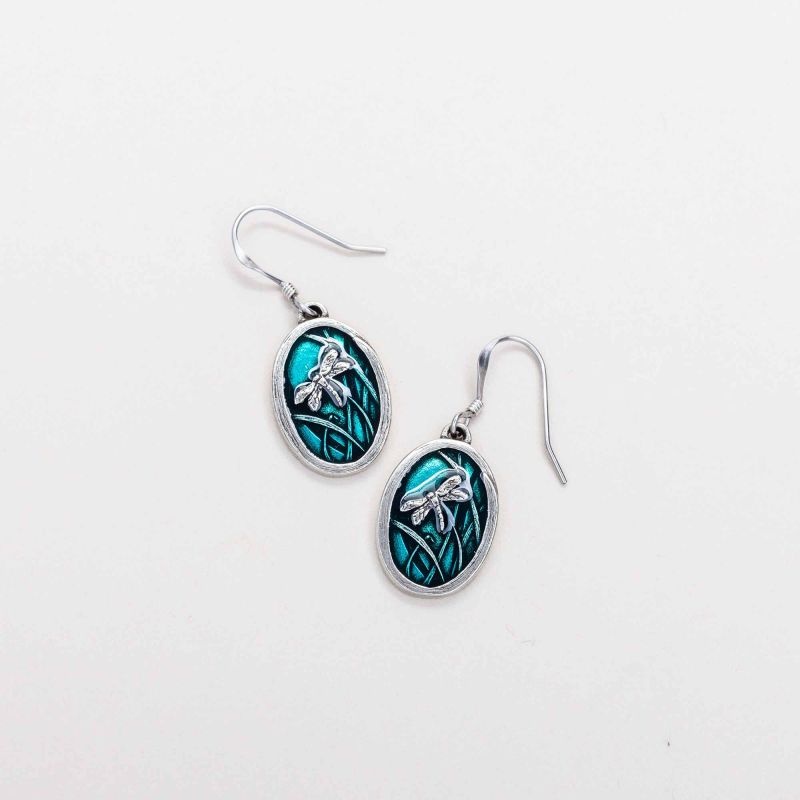 Dragonfly / Teal Wire Earrings