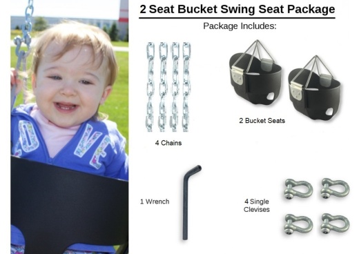 2 Seat Elite High Back Bucket Package With Seats, Chain, Clevis Connectors, Tool