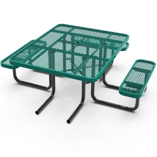 46'' Square Ada Expanded Metal Picnic Table - Portable - Thermoplastic Coated