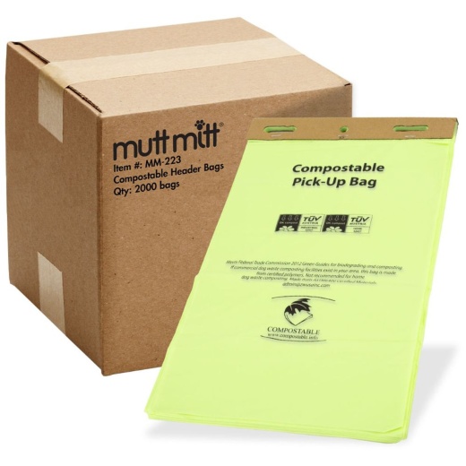 Compostable Header Pick-Up Waste Bags - 2000 Ct