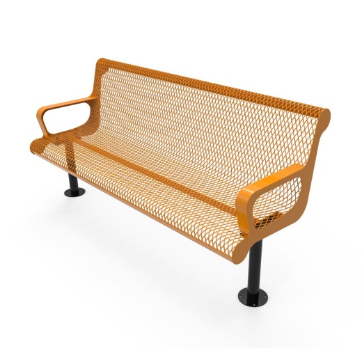 6' Contoured Bench With Arm - Expanded Metal - Surface Mount