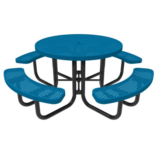 46" Round Punched Steel Picnic Table - Portable