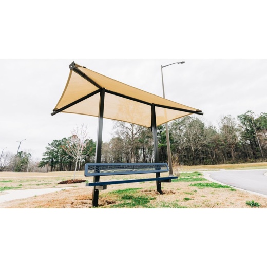 8' Inground Shaded Bench Rectangle Umbrella With Glide