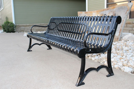6' Austin Bench-Slatted Steel W/Arm - Portable