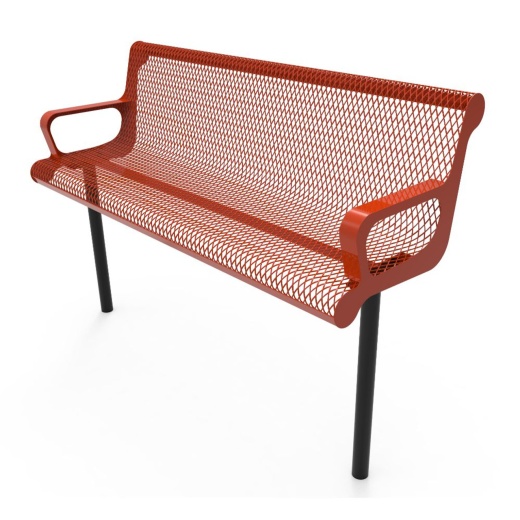 6' Contoured Bench With Arm - Expanded Metal - Inground