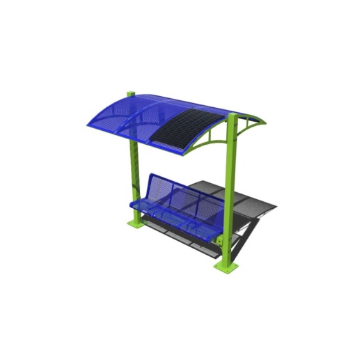 6' Shaded Solar Charging Bench With Metal Perforated Roof