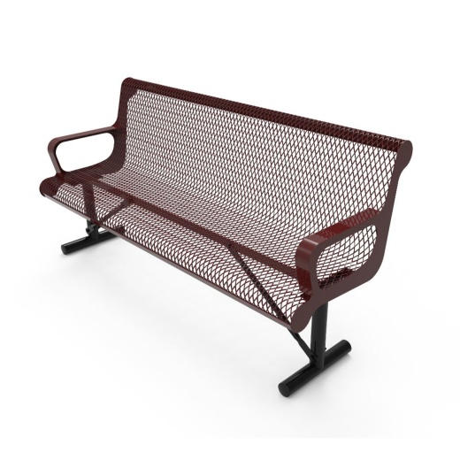 6' Contoured Bench With Arm - Expanded Metal - Portable