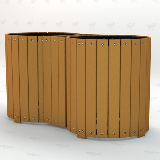 Dual 32 Gallon Round Recycled Plastic Trash Can