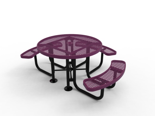 46" Round Ada 3 Seat Expanded Metal Picnic Table - Portable
