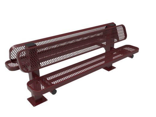 6' Double Pedestal Bench Expanded Metal - Surface Mount