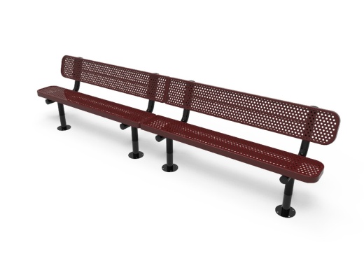 15' Punched Steel Bench W/Back - Surface Mount