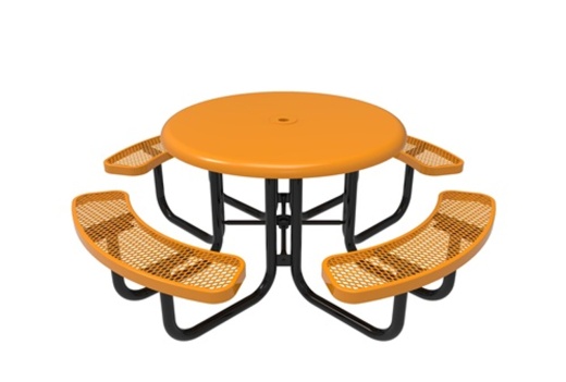 46" Round Picnic Table | Solid Top | Expanded Metal Seat - Portable