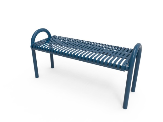 4' Slated Steel Mod Bench Without Back - Inground Mount