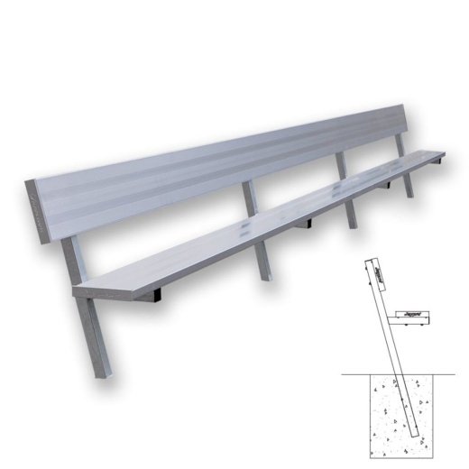21 Foot Player Bench With Seat Back - Inground